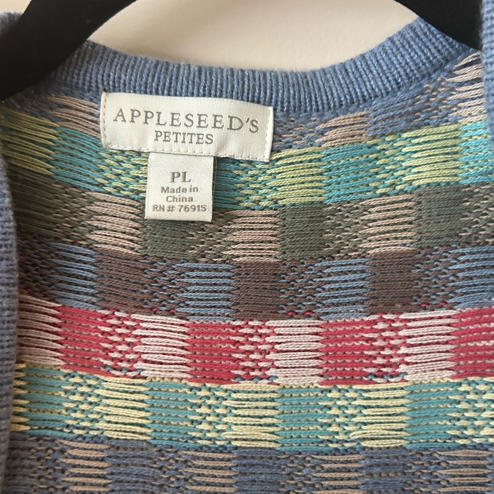 Appleseed's Multicolor Check Knit Cardigan - Blue, Red, Yellow, Green, Gray - Picture 4 of 5